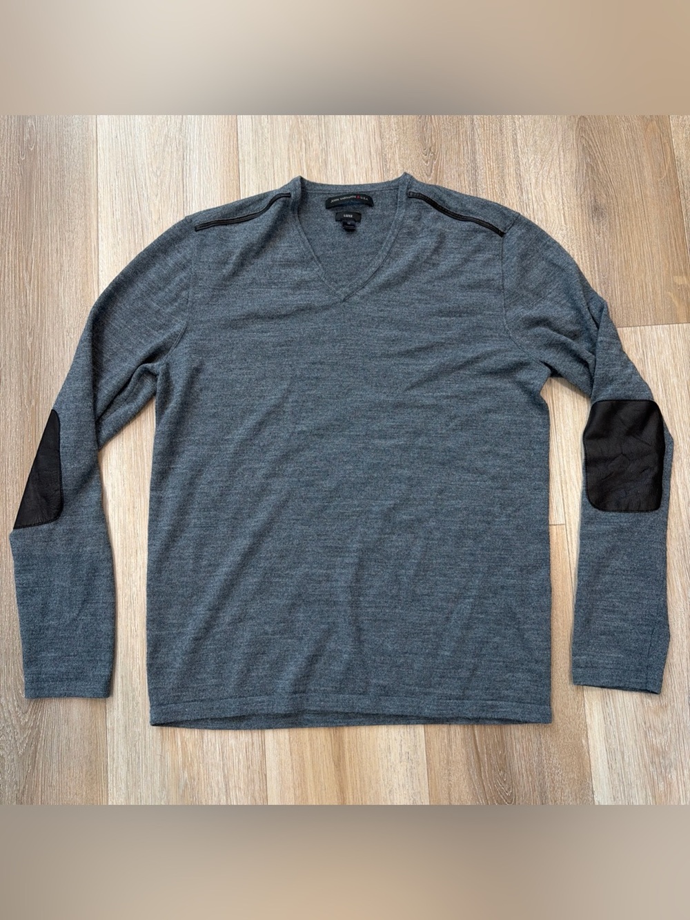 John Varvatos Luxe Sweater V Neck Wool Gray Men’s Medium